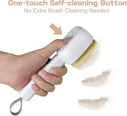 4 in 1 Cat Steam Brush - Self Cleaning Pet Steam Brush for Cat & Dog - Cat Brushes for Shedding with Quiet Motor - Elimination Flying Hair - Keep Your Clothes & Home Clean, White-Yellow
