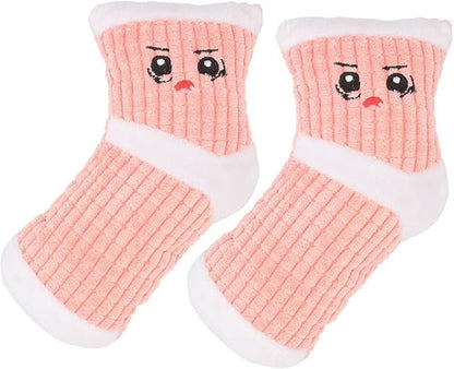 2Pcs Dog Squeaky Toys,Stuffed Socks Dog Chewing Toys Bite- Resistant,Small Dog Plush Interactive Toys for Dental Health_Pink