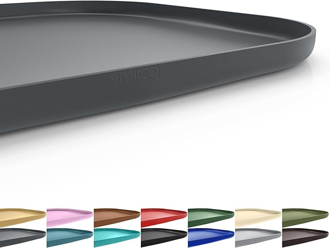 Silicone Pet Feeding Mat with Raised Edge for Food and Water, Dog Bowl Mats, Cat Bowls Placemat with High Lip for Floor Waterproof, Rubber Tray for Cats and Dogs 24 x 16 x 0.8 Dark Grey