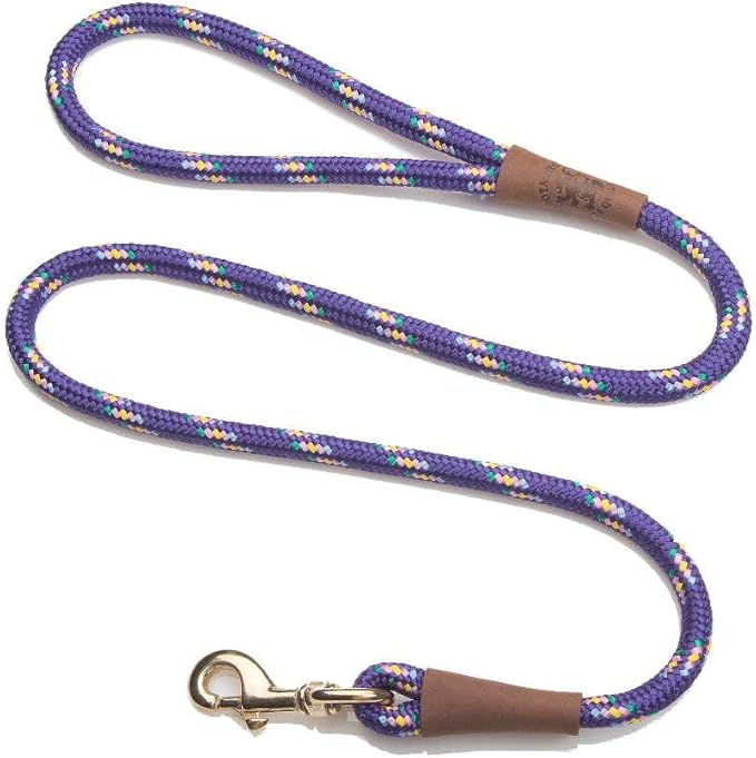 Mendota Pet Snap Leash - British-Style Braided Dog Lead, Made in The USA - Purple Confetti, 1/2 in x 4 ft - for Large Breeds