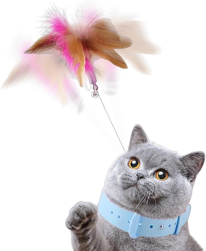 Interactive Wand Toy - Cat Teaser Plaything, Suction Cup Feather Wire Teaser | Flexible Cat Wand with Colorful Feathers for Active Kitten | Steel Wire Cat Toy for Exercising and Chasing Fun