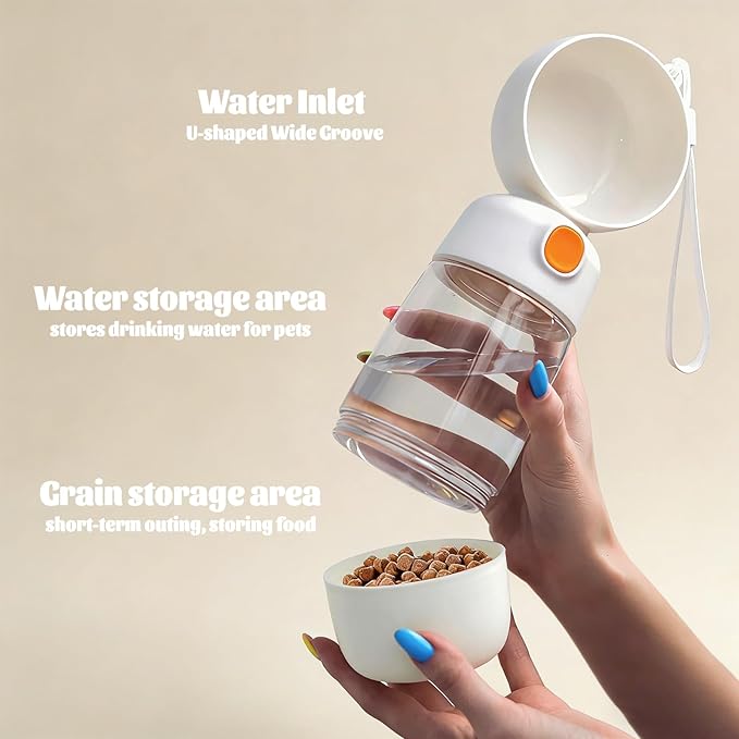 Dog Water Bottle with Food Storage Container & Water Dispenser Leak-Proof Portable Pet Puppy Essentials for Walking, Hiking, Travel