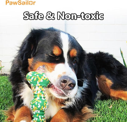 Dog Chew Toys for Aggressive Chewers, Safe Bamboo Fiber & Nature Rubber-Partially Degradable,Teething Cleaning Toys for Small Medium Large Dog Breeds Green L