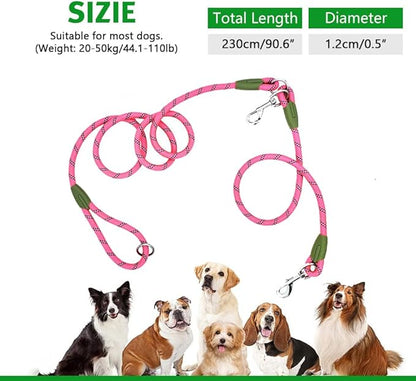 pawstrip Hands Free Dog Leash Crossbody Dog Running Leash Handsfree Pet Rope for Hiking Training Heavy Duty Reflective Pet Walking Belt (Pink)