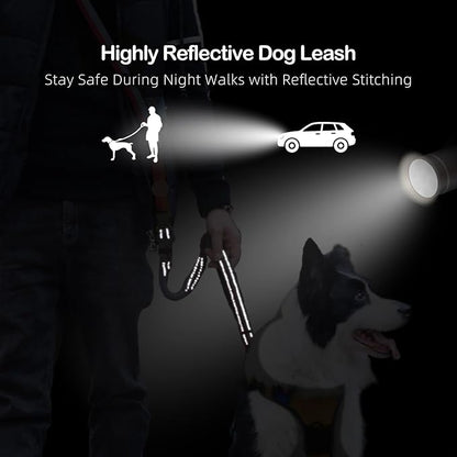 EVERKING 6-in-1 Hands-Free Dog Leash, Adjustable Elastic Reflective Nylon, Dual-Handle Shock Absorbing, 6 Feet, for Small to Large Dogs 30-150lbs (Sunset Blaze)