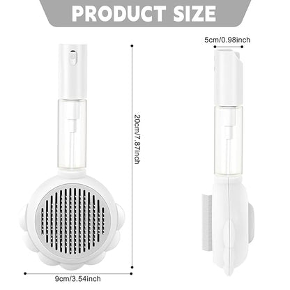 Cat Hair Brush for Shedding, 3-in-1 Pet Spray Hair Removal Comb with Visual Spray & Release Button, Waterproof Dog Grooming Brush for Furry Pet (White)