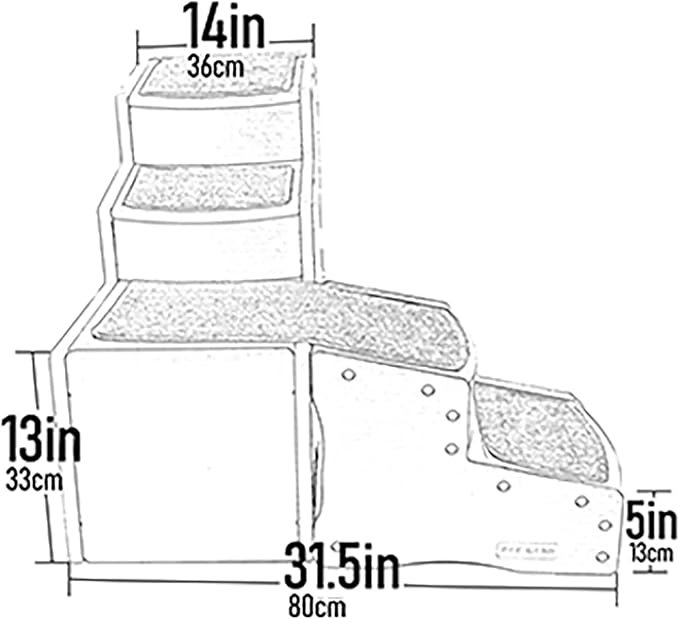 Pet Gear Easy Step Bed Stair for Cats/Dogs, Adjusts to Either Side of Bed, Removable Washable Carpet Treads, Storage Compartment, for Pets Up to 75lbs,New Essential Gray