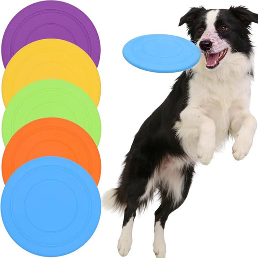 7 Inch Dog Flying Disc, Water Floating Flyer, Puppy Flyer Toy React Faster Training Interactive Toys for Small Medium Dog, Lightweight Durable and Water Resistant Floating Saucer, 5 Pack