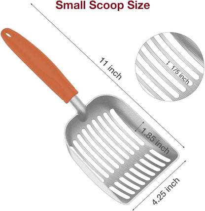 Cat Litter Scoop, Kitty Metal Scooper, Aluminum Alloy Sifter, Kitten Pooper Lifter, Deep Shovel, Long Handle, Poop Sifting, Durable, Heavy Duty, for Litter Box