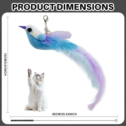 Interactive Cat Toys with Realistic Blue Bird – Natural Feathers, Engaging Toy for Active Cats & Kittens, Perfect for Indoor Play, Strengthens Bonding with Owners, Safe & Durable Feather Cat Toy