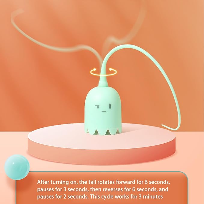 Cat Teaser Wand, Rechargeable Exercise Cat Toy, Silicone Tail Teaser, Mimicking Animals Swing Tail Interactive, Cat Wand Toy, Interactive Toy for Bored Indoor Cats and Kittens, Exercise Toy