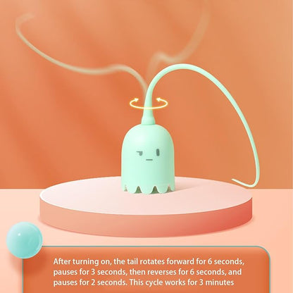 Cat Teaser Wand, Rechargeable Exercise Cat Toy, Silicone Tail Teaser, Mimicking Animals Swing Tail Interactive, Cat Wand Toy, Interactive Toy for Bored Indoor Cats and Kittens, Exercise Toy