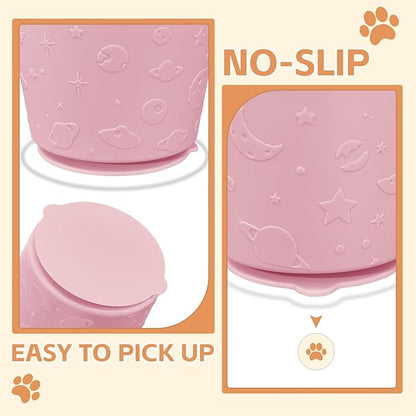 Dog Lick Bowl with Brush and Scraper, Anxiety Relief Silicone Slow Feeder Treat Dispenser, Anti-chocking Pet Dish, Non-Slip Interactive Entertainment Dog Puzzle Toy for Medium & Large-Pink
