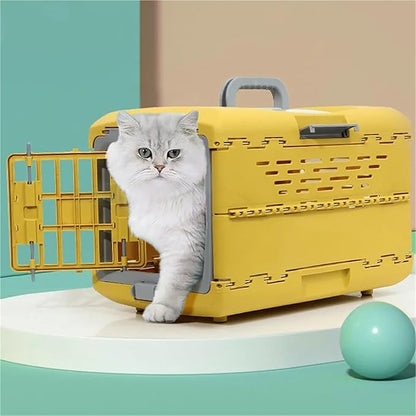 Portable Foldable Pet Kennel, Breathable Check-in Carrier for Cats and Small Dogs(Blue)
