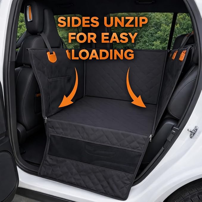Dog Car Seat for Large Dogs – Sturdy Waterproof Pet Booster with Interior Tether – Washable Reinforced Travel Bed for Comfortable Trips - Large, Medium, and Small Pets - 21x21x20