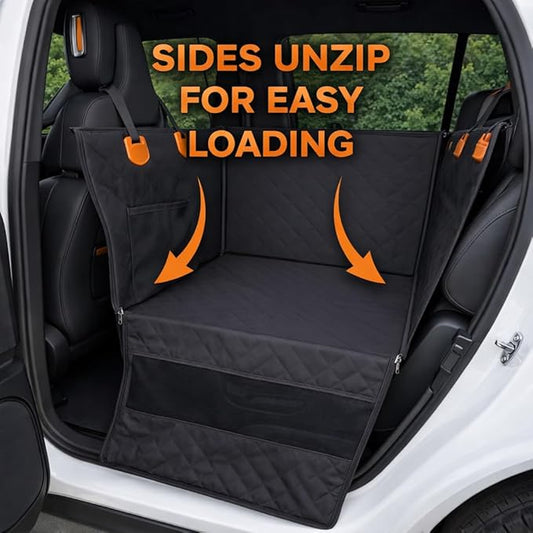 Dog Car Seat for Large Dogs – Sturdy Waterproof Pet Booster with Interior Tether – Washable Reinforced Travel Bed for Comfortable Trips - Large, Medium, and Small Pets - 21x21x20