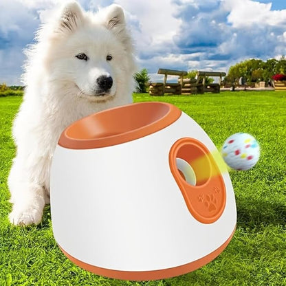 Eaacaa Automatic Ball Thrower for Dogs, 2025 Upgraded Ball Thrower with 3 Tennis Balls, Mentally Stimulating Training Dog Toy for Medium and Large Dogs (Grey)