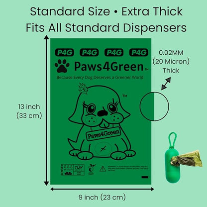 100% Certified Home Compostable Poop Bags (270 Count 18 Rolls), Plant Based, Extra Thick (20 Micron), Leak Proof, Unscented Standard Size 9 X 13'', ASTM D6400 & EN 13432 Compliant