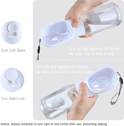 Cibaabo Dog Water Bottle with Food Container & Poop Bag Holder, Travel Water Bowl, Portable Pet Dispenser, Dog Gifts Stuff Accessories Items, Puppy Essentials for Yorkie Chihuahua Walking Hiking