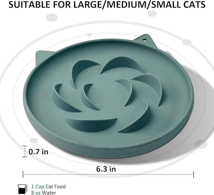 Slow Feeder Cat Bowl 2 Packs, Durable Anti-Gulping Cat Food Bowl for Healthy Digestion, Easy to Clean for Wet/Dry Food (Green+Yellow)