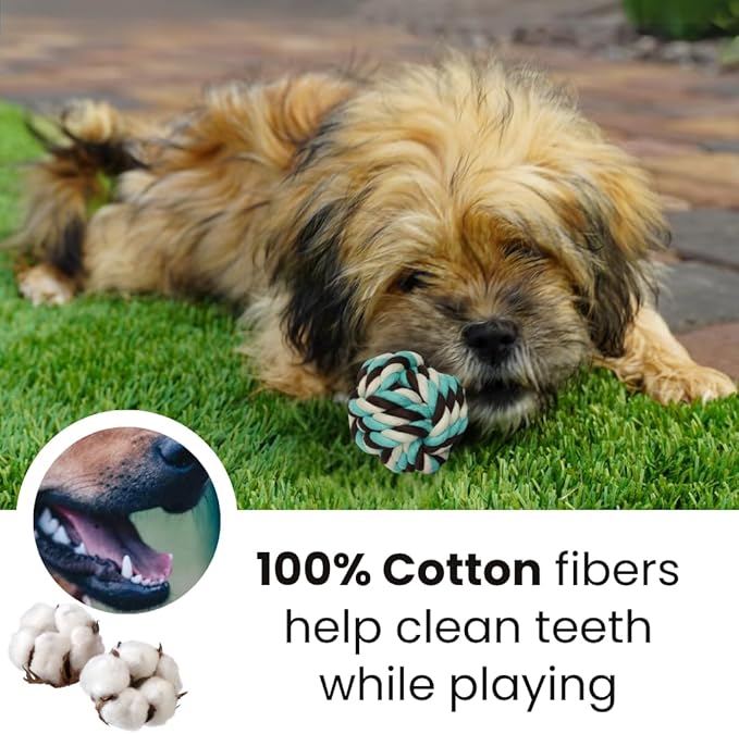 Otterly Pets 6 Pack Rope Balls for Small Dogs & Puppies - Durable, Interactive Chew Toys - for Playtime and Fetch- Ideal for Teething, Training, and Playtime