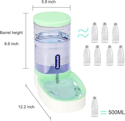 Bemodst Automatic Pet Water Dispenser - Automatic Cat & Dog Water Bowl, 3.8L Gravity Design, Suitable for Small & Medium-Sized Pets (Green)