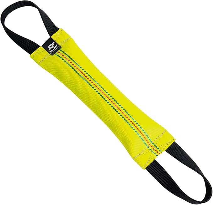 Bungee Dog Bite Tug Toy with 2 Strong Handles - Made of Durable & Tear-Resistant Fire Hose - Perfect for Tug of War, Fetch & Puppy K9 Training - Ideal Pull Toy for Medium to Large Dogs, Yellow