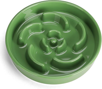 Slow Feeder Dog Bowl, Ceramic 8.3 inch Dog Food Bowls for Small, Medium, and Large Breed, Anti-Slip Maze Puzzle Food Dish to Slow Down Eating (Green, 8.3 inch)