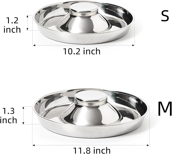 Stainless Steel Puppy Bowls, Set of 2 Puppy Feeder, Dog Food and Water Bowl, Food Feeding Weaning for Small Medium Large Dogs, Pets, S