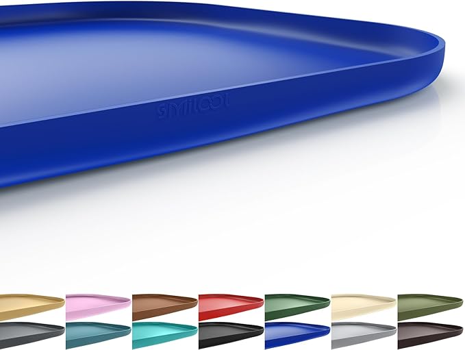 Silicone Pet Feeding Mat with Raised Edge for Food and Water, Dog Bowl Mats, Cat Bowls Placemat with High Lip for Floor Waterproof, Rubber Tray for Cats and Dogs 22 x 14 x0.8 Navy Blue