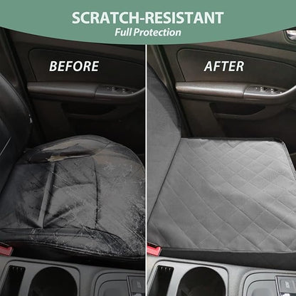 FURHAB Dog Car Front Seat Cover with Side Flaps & Buckle Straps for Pet, 100% Waterproof 600D Oxford Single Seat Protector Heavy Duty Quilted Scratch Proof, Universal Size for SUV Truck, Grey