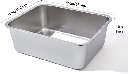 Stainless Steel Litter Box 2 Pack, 18"x14"x6"(Height) Medium to Large Cat Litter Box Easy Clean, Non Stick Metal Litters Boxes No Smell for Full-Grown Cats or Kitty/Kitten
