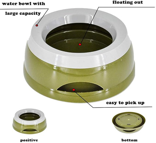 Love Dream No Spill Dog Water Bowl, No Drip Dog Slow Water Feeder No Slip Vehicle Carried Pet Water Dispenser 25 oz with Floating Disk Slow Drinking Bowl for Dogs Cats (Army Green)