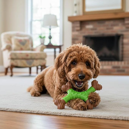 SPOT Bam-Bones Dental X-Bone - Made with Bamboo Fiber and a Massaging Rubber Center to Keep Teeth Clean, Durable Oral Care Dog Chew for Light Chewers & Teething Puppies Under 25lbs, 6in, Apple Flavor