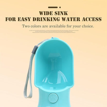 2-in-1 Dog Water Bottle with Food Container - 10oz Leak-Proof Travel Water Dispenser, Travel Water Bowl for Cats, Dogs, and Puppies - Essential for Walks, Hikes, and Travel (Blue)