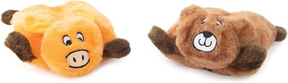 ZippyPaws Squeakie Pad - No Stuffing Dog Toy to Keep Them Busy, for Small & Medium Dogs, Squeaky Pet Toy for Boredom, Unstuffed Chew Toy, Soft Plush Puppy Products, Bear & Moose - 6.5"