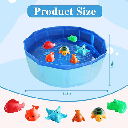 Obfuscate Cat Pool Toy,Portable Cat Water Toy with Interactive Fish Toys,Engaging Interactive Cat Toys for Indoor Cats,6 PCS Blue Set for Bored Cats