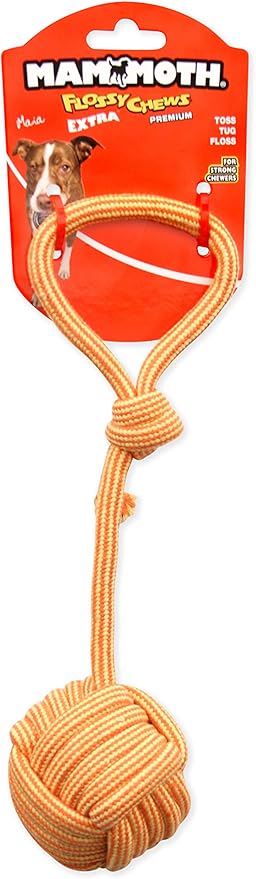 Mammoth Pet Products 43725195: Extra Flossy Chew Monkey Fist Tug w/Loop Handle Dog Toy, 12In