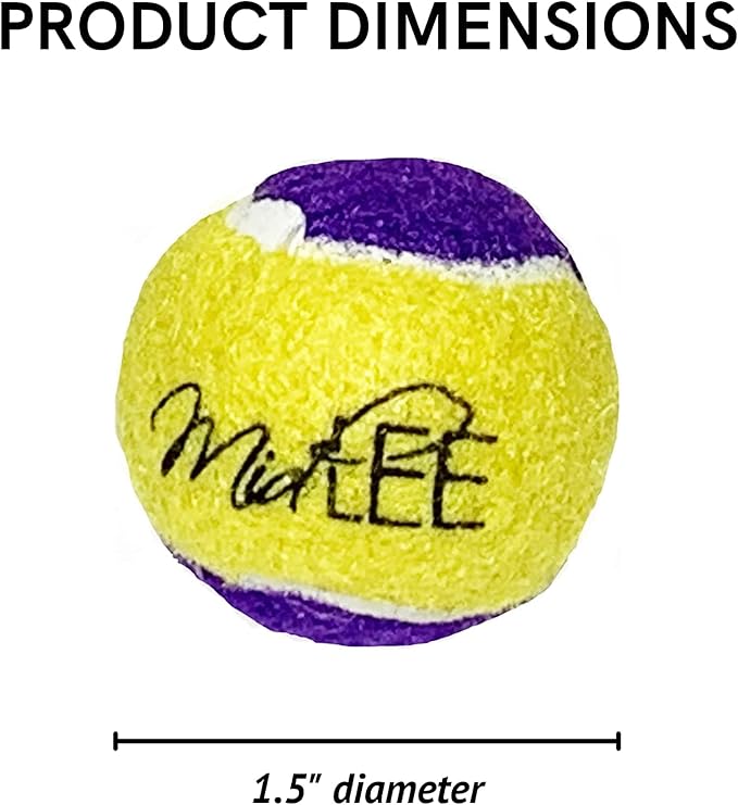 Midlee Squeaky Mini Tennis Ball for Dogs 1.5"- Pack of 12 (Yellow/Purple)