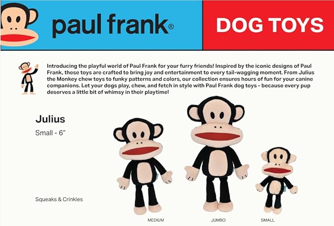 Paul Frank Julius Monkey Dog Toy - Multicolor, 6