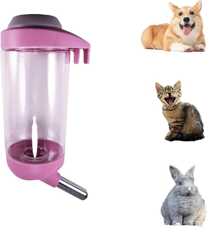 Dog Crate Water Bottle - 12 oz No Drip Kennel Pet Water Dispenser, Easy-to-Use Cage Water Bottle for Dogs, Cats, Small Animals, 350ML, Pink