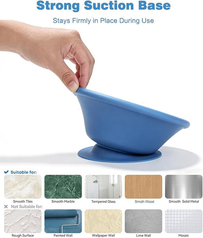 Slow Feeder Dog Bowl with Suction Cup & Reinforced Rim, 3-Cup Puzzle Maze Dog Lick Bowl for Anxiety Relief, Anti-Choking & Non-Slip, BPA-Free Silicone, for Small to Large Breeds (Blue)