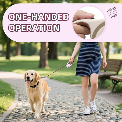 OUTnWILD Retractable Dog Leash - Retractable Dog Leash 16ft for Small/Medium Breeds/Pets Up to 44lbs. 360° Tangle Free Design with One Touch Quick-Lock Braking System&Anti-Slip Handle. (Pink, M)