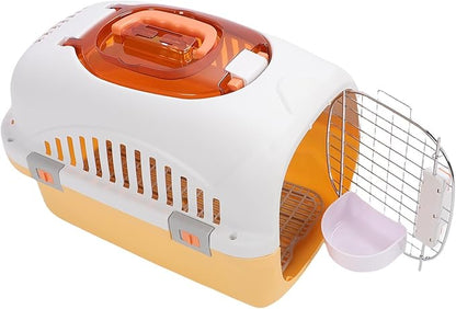 Plastic Dog Kennel, Airline Approved Pet Carrier with Detachable Top and Skylight, for Small Dogs Cats Travel Outdoor Vet Visits (Yellow)