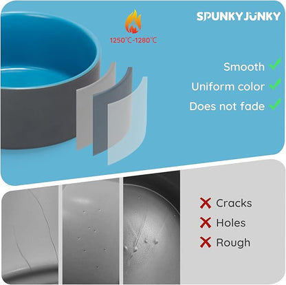 SPUNKYJUNKY 28.7OZ Ceramic Dog and Cat Bowl, Modern Cute Weighted Food Water Bowl for Replace Blue-Grey (1 Pack)