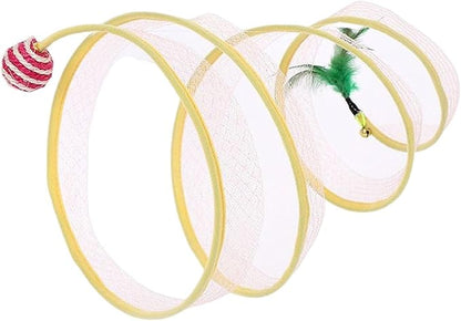 Generic Cat Interactive Toys Pet Spring Game Folding Indoor S-Type Cat Tunnel Toy for Puppy Kitten Accessories Home B Sisal Round