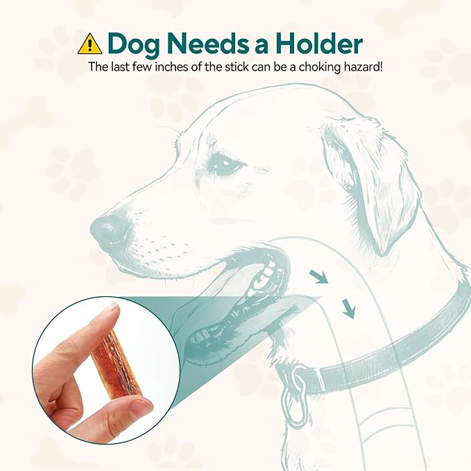 2 in 1 Interactive Treat Dispensing Dog Toys, Bully Stick Holder, Adjustable Dog Treat Holder for Medium & Large Dogs, Safety Device to Prevent Choking, Blue