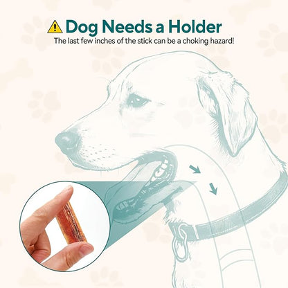 2 in 1 Interactive Treat Dispensing Dog Toys, Bully Stick Holder, Adjustable Dog Treat Holder for Medium & Large Dogs, Safety Device to Prevent Choking, Blue
