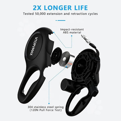 26Ft Retractable Dog Leash for Medium/Large Dogs up to 110lbs, Strong Heavy Duty Retractable Leash with Chew-Proof Cable, 360 Tangle Free, One Hand Brake Lock & Poo Bag Holder (Black)