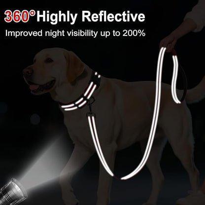 Reflective Dog Leash 4ft Soft Padded Handle Nylon Lead for Small & Medium Dogs, Durable Walking Training Leash for Night Safety (Red,3/4Inch Wide)